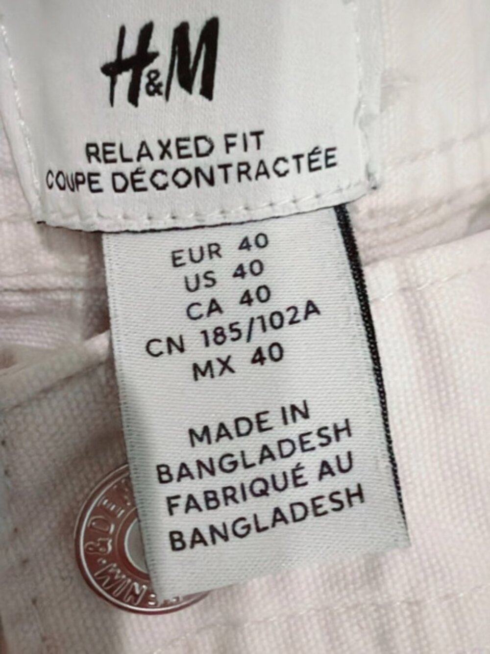 H&M Relaxed Fit White Cargo Pants Men's US 40 - Picture 2 of 8